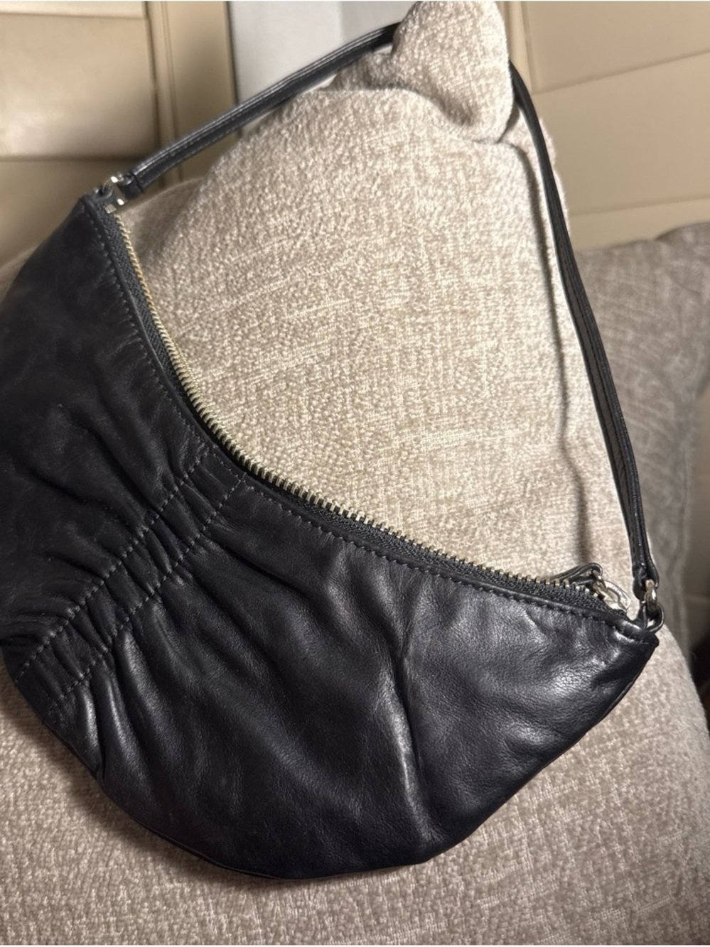 Banana Republic Black Leather Crescent Shoulder Bag